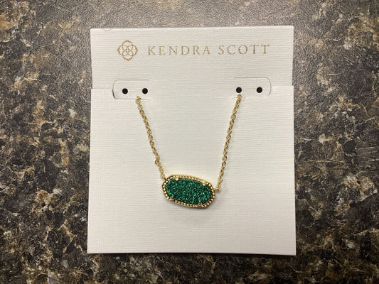 Elisa gold emerald drusy necklace