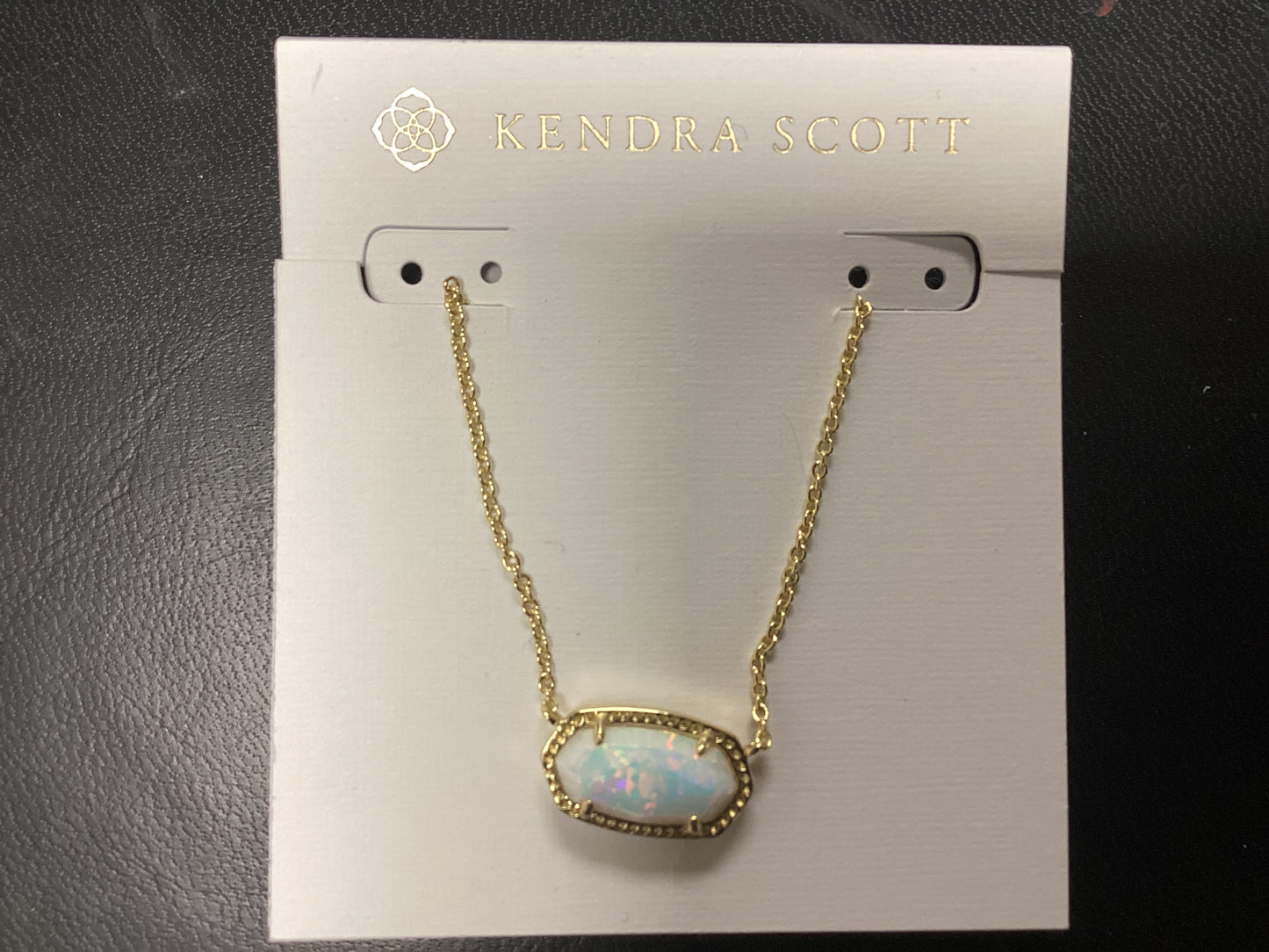 Elisa gold white opal necklace