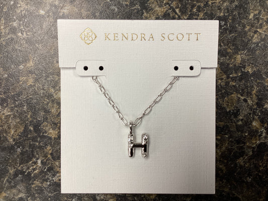 Letter H silver crystal necklac