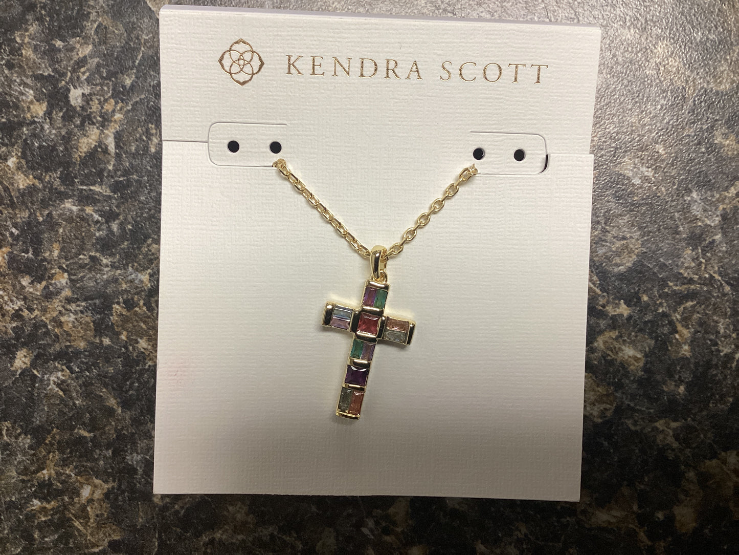 Gracie cross pendant necklace gold multi mix