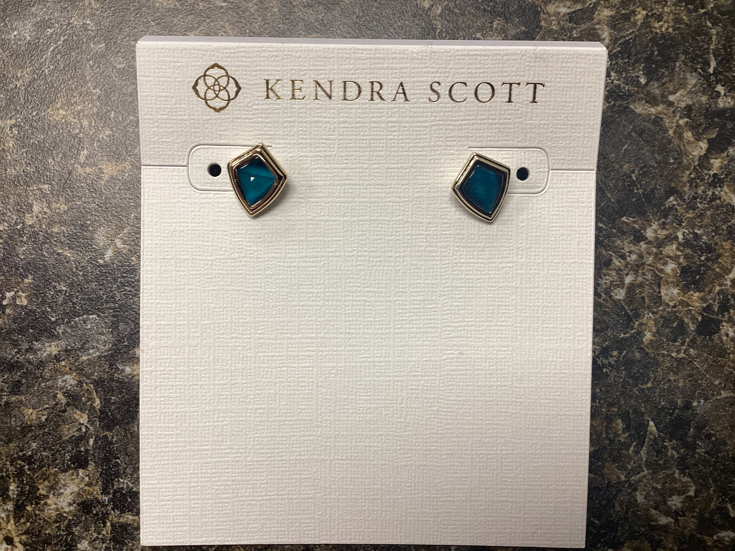 Monica Stud Ear Gold Teal Tigers Eye