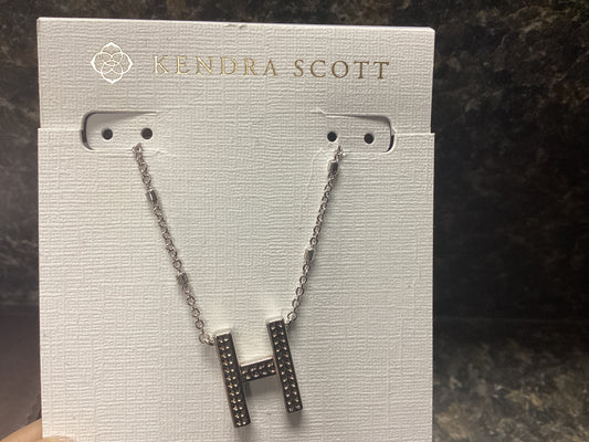 Letter H silver pendant necklace