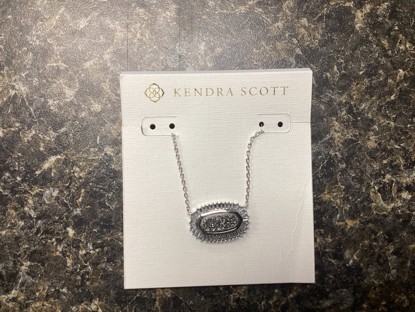 Elisa silver baguette platinum necklace