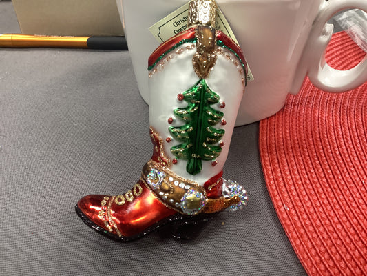 Christmas Cowboy Boot ornament