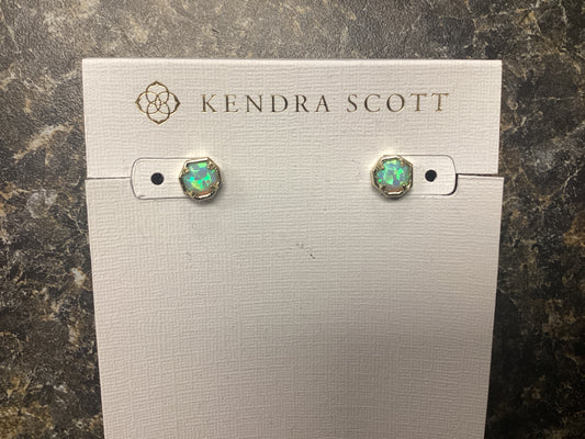 Nola gold angel blue opal stud earrings