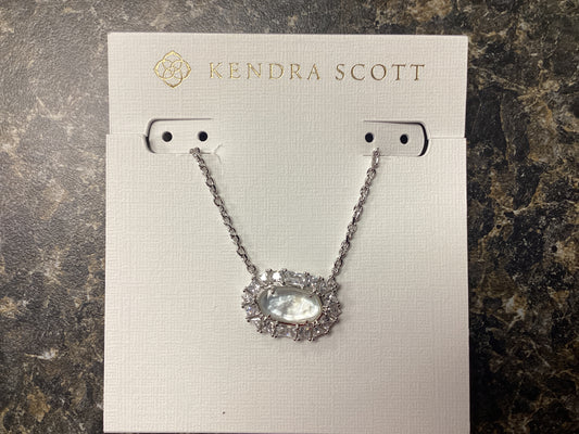 Elisa Crystal Framed Pendant Necklace Rhod