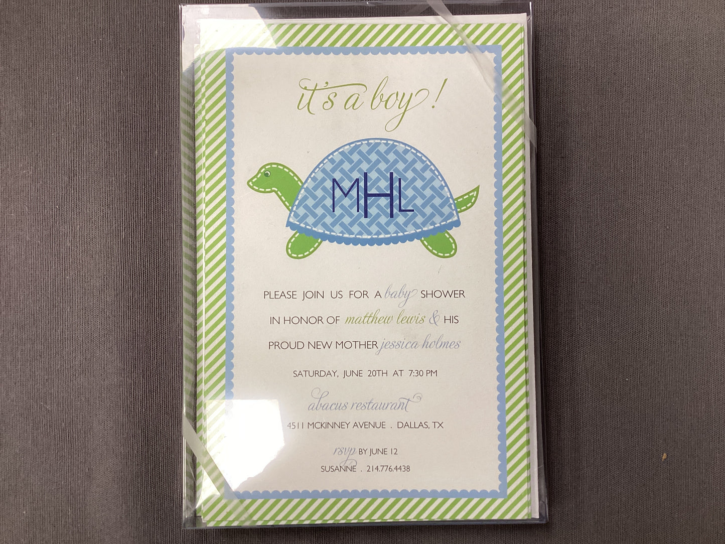 Blue Turtle invitations