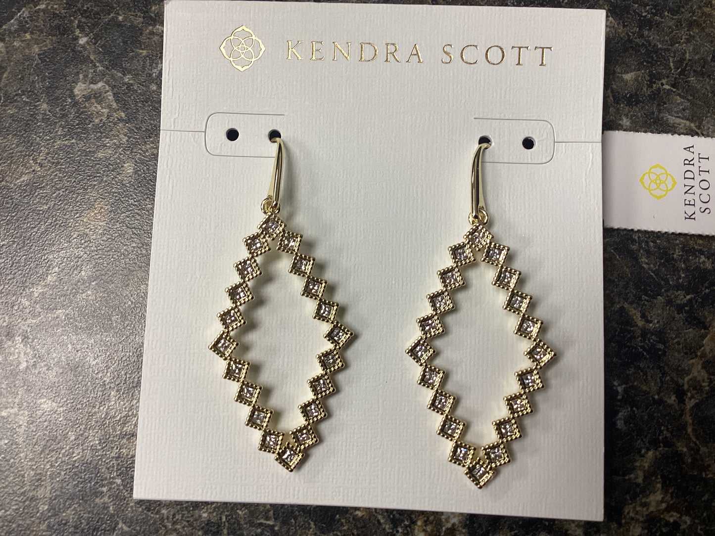 Kinsley open frame ear gold white crystal