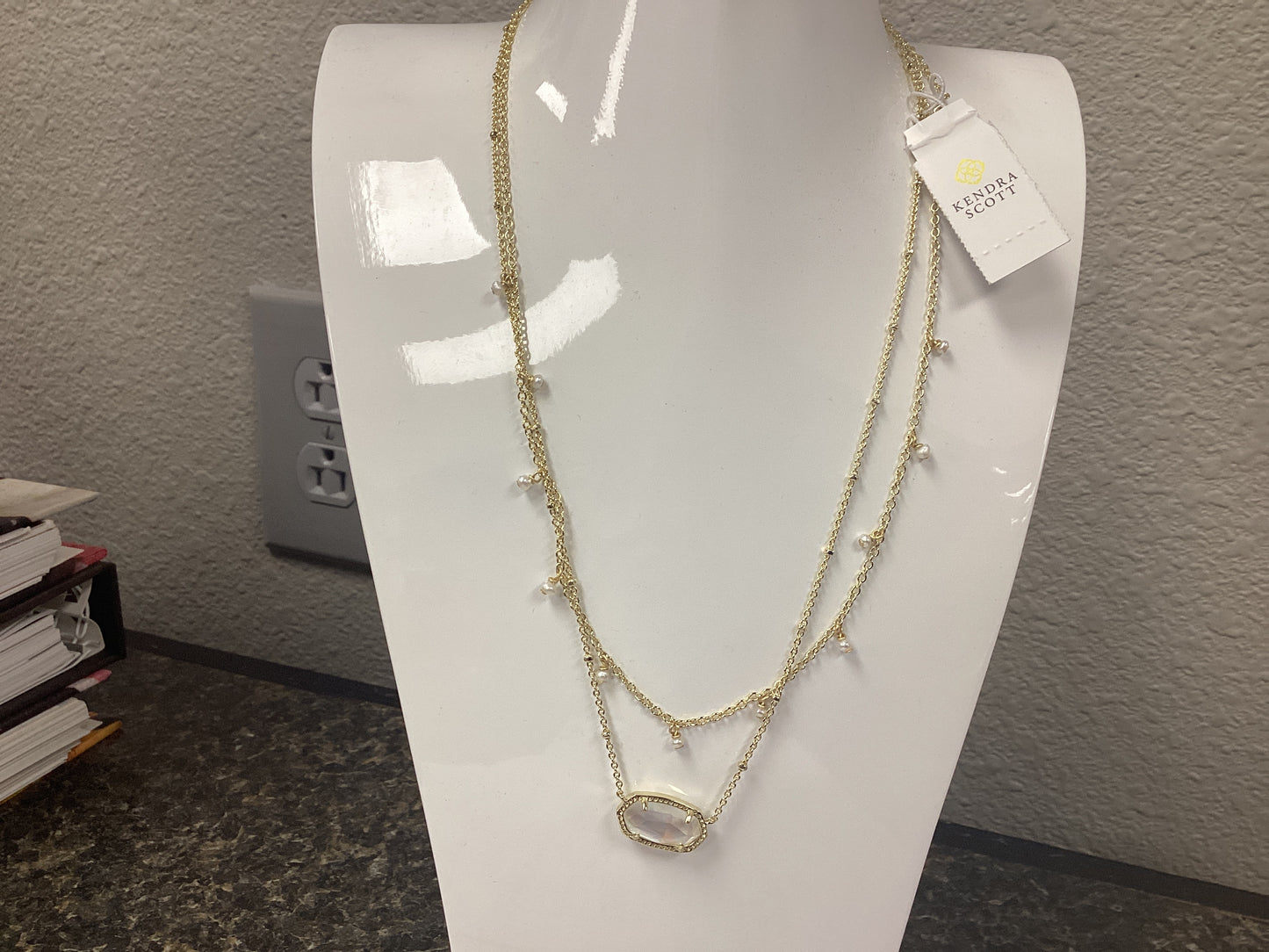 Elisa gold ivory multi layer necklace