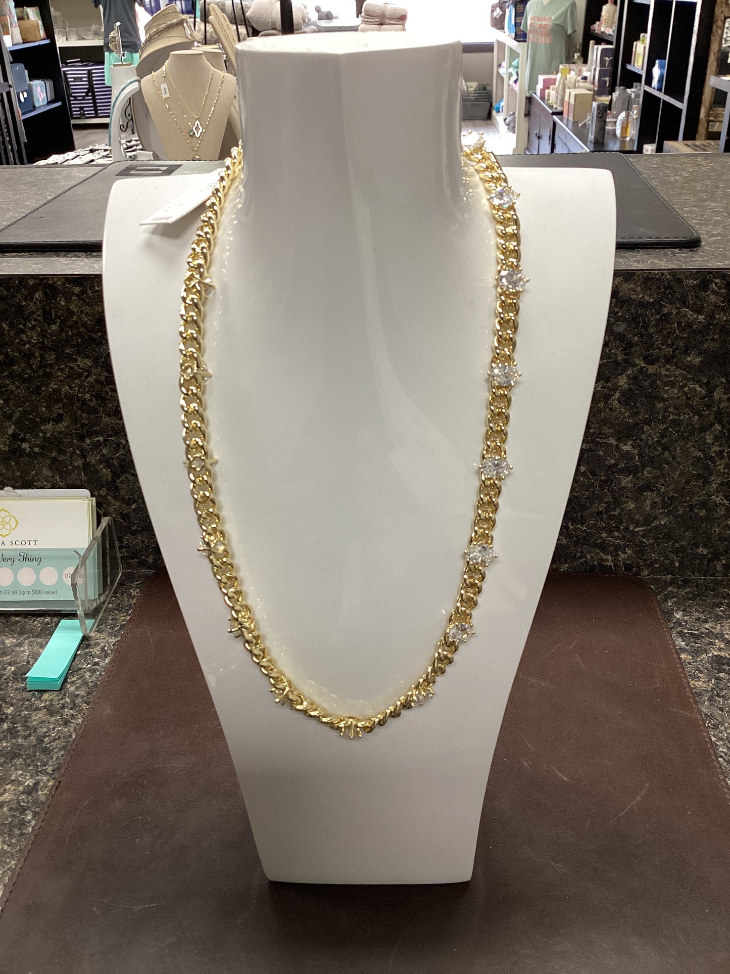 Cailin gold crystal chain necklace