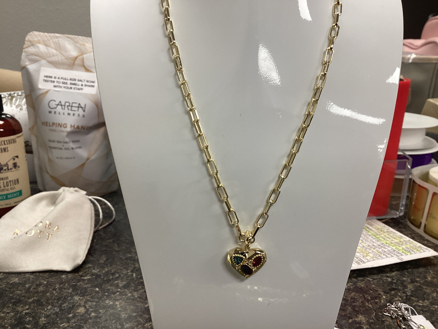 Penny heart pendant necklace gold multi mix