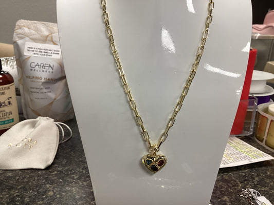 Penny heart pendant necklace gold multi mix
