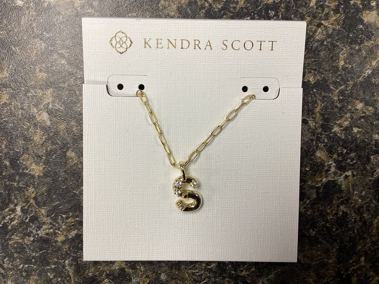 Letter S gold crystal necklace