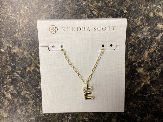 Letter E gold crystal necklace