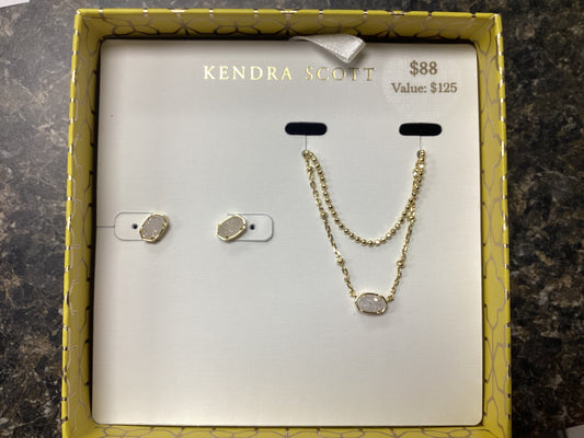 Gift set Emilie Neck Stud Gold Iridescent Drusy
