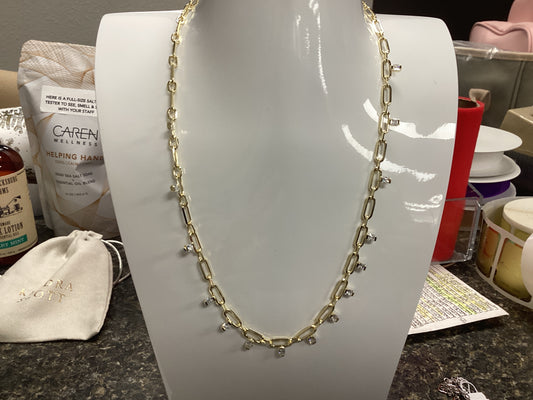 Lindy crystal chain necklace gold white crystal