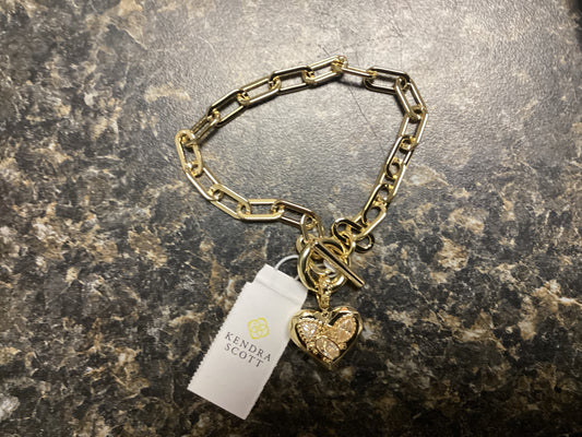 Penny heart chain bracelet gold white crystal