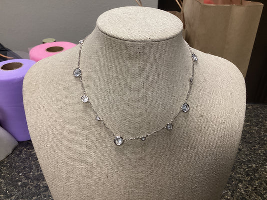 Clementine Rhod White cz necklace.