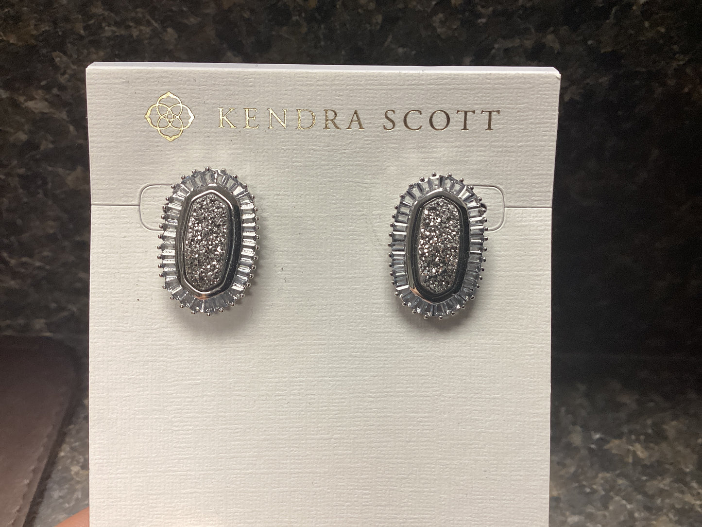 Ellie silver baguette platinum earrings