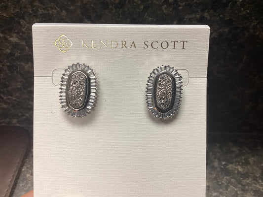 Ellie silver baguette platinum earrings