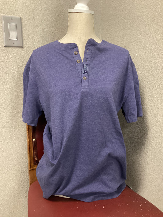 Henley - Heather Navy - Short Sleeve Small Shirt