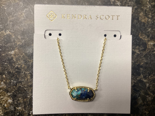 Elisa gold turquoise lapis vein necklace