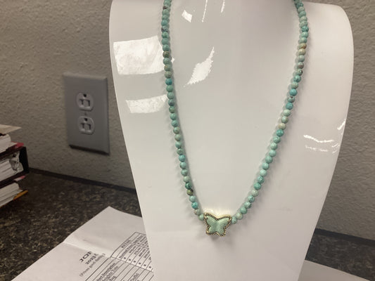 Lillia gold beaded sea green necklace
