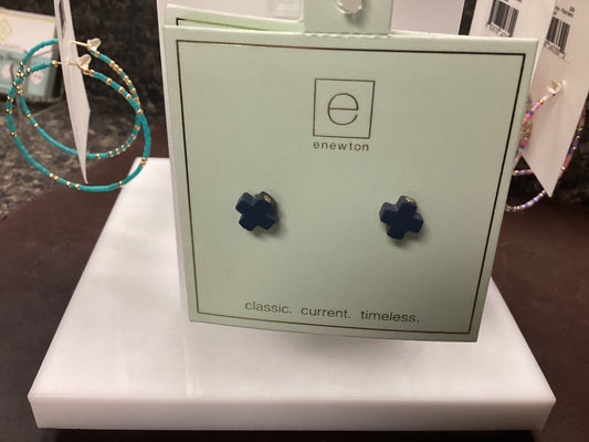 Cross Gold Navy Stud Earrings
