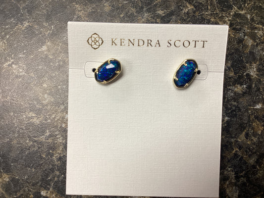 Grayson stone stud earrings gold cobalt blue opal