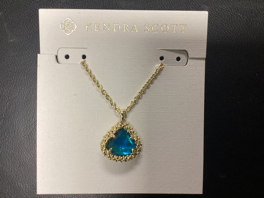 Kendall gold teal abalone necklace