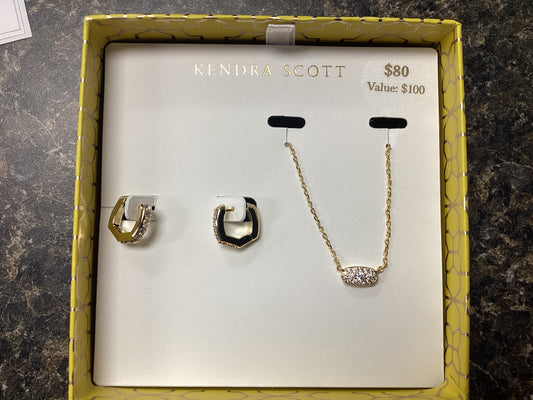 Grayson Pendant Huggie gift set gold white crystal