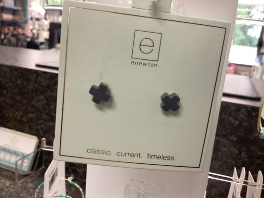 Cross Gold Charcoal Stud earrings