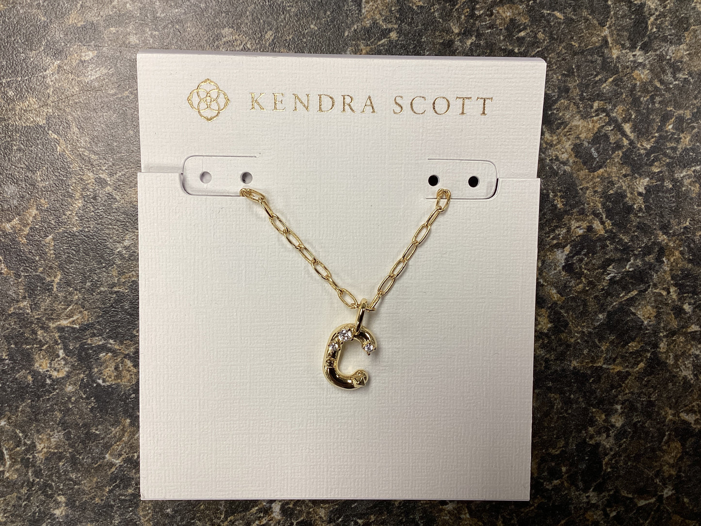 Letter C gold crystal necklace