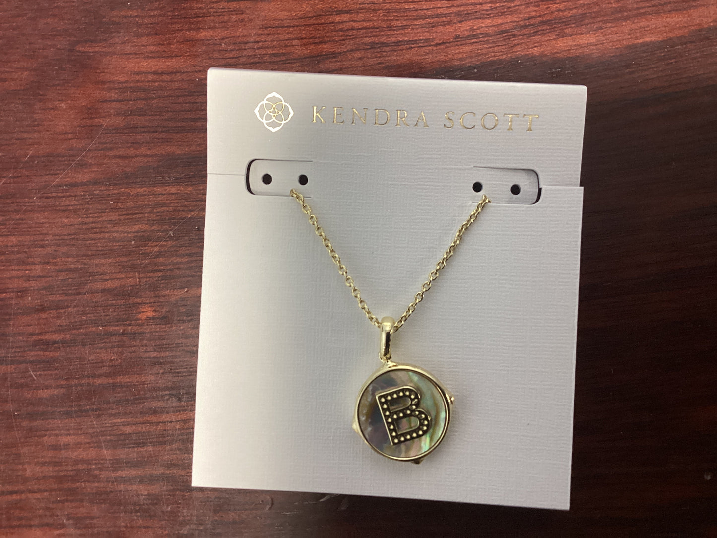 Letter B gold disc irid necklac