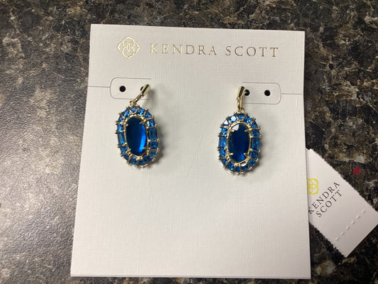 Lee crystal framed drop ear Gold sea blue illusion