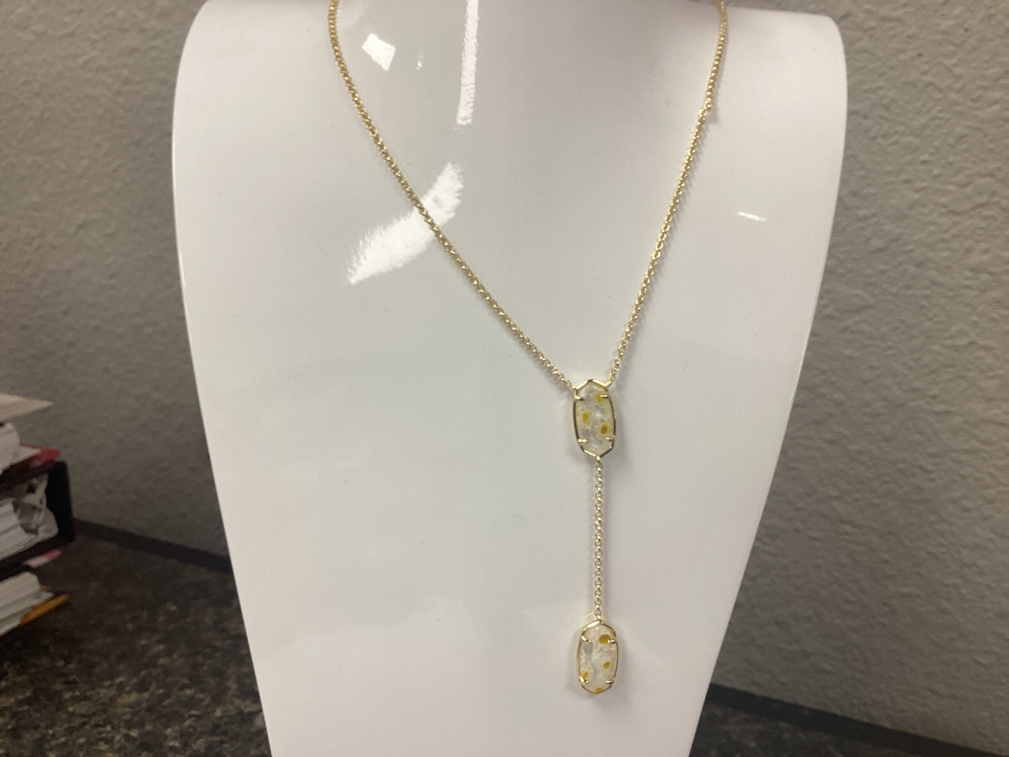 Elisa gold Y necklace mosaic