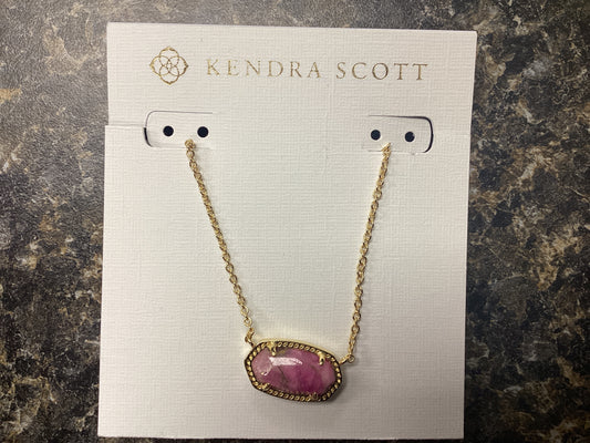 Elisa gold magenta jade necklace