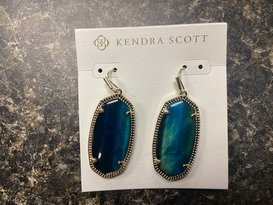 Elle Earring Gold Teal Tigers Eye