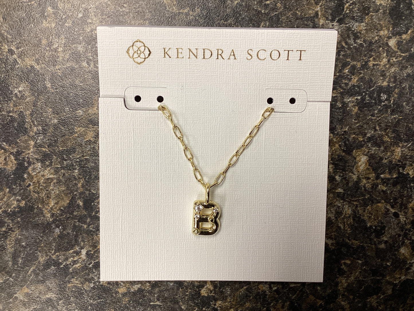 Letter B gold crystal necklace