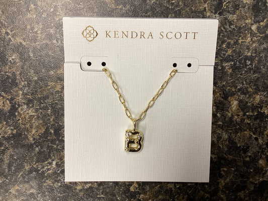 Letter B gold crystal necklace