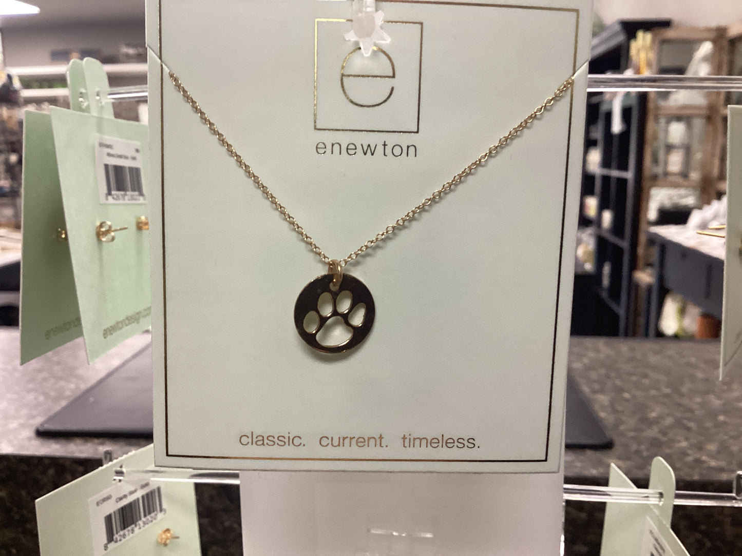 Gold Necklace with Paw print pendant
