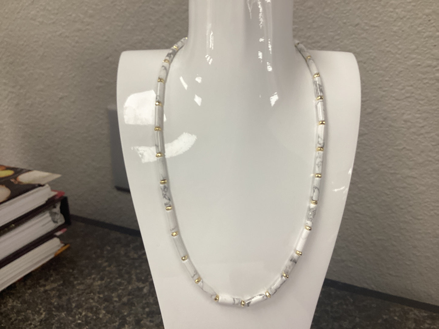 Ember gold white howlite strand necklace