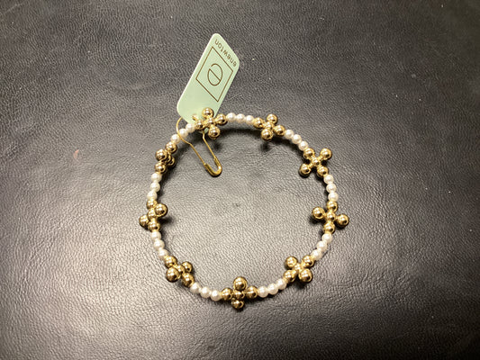 Signature Cross Sincerity gold pearl 3mm bead bracelet