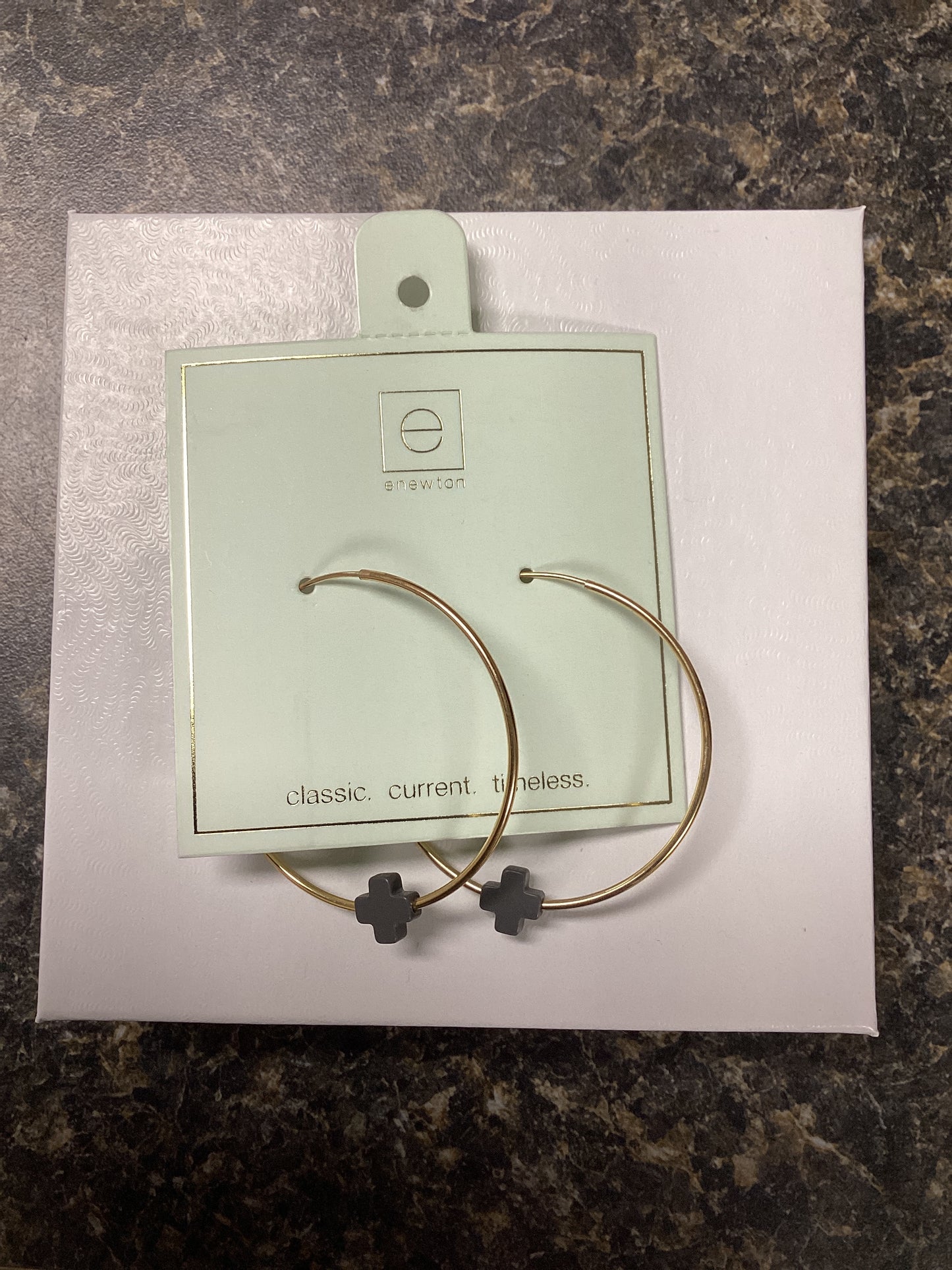 Endless Gold Charcoal hoop earr