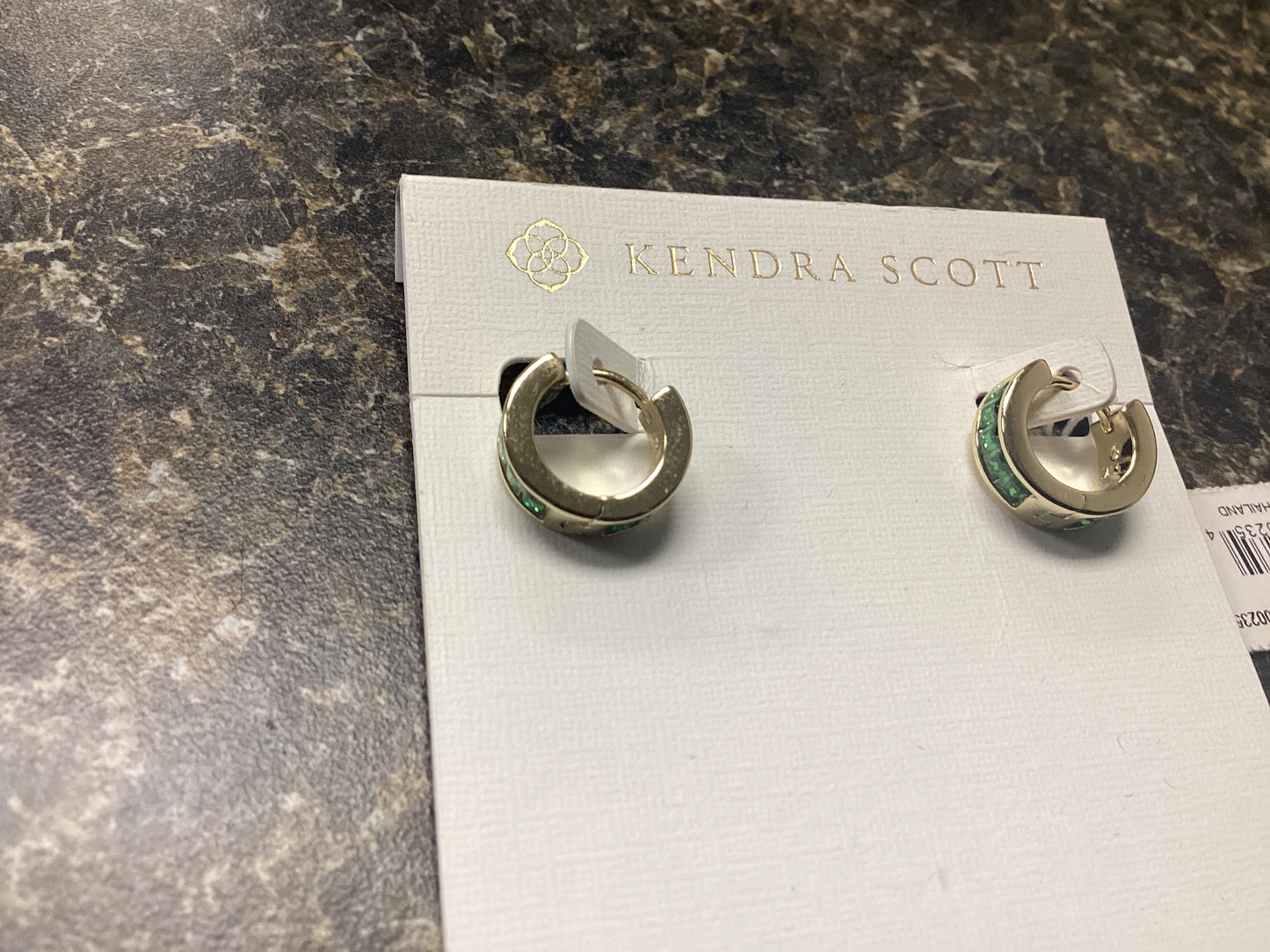 Jack gold green crystal huggie earrings