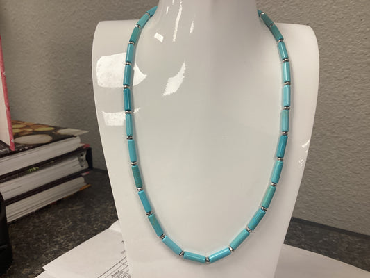 Ember silver turquoise strand necklace