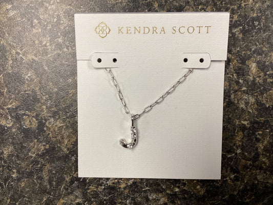 Letter J silver crystal necklac