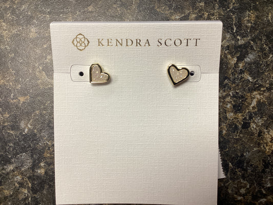 Framed Ari Heart Stud Ear Gold Iridescent Drusy