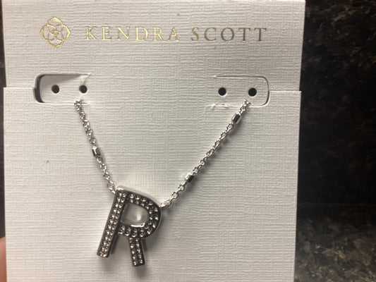 Letter R silver pendant necklace