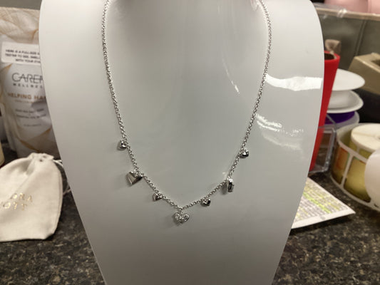 Haven heart crystal choker Rhod necklace metal white crystal